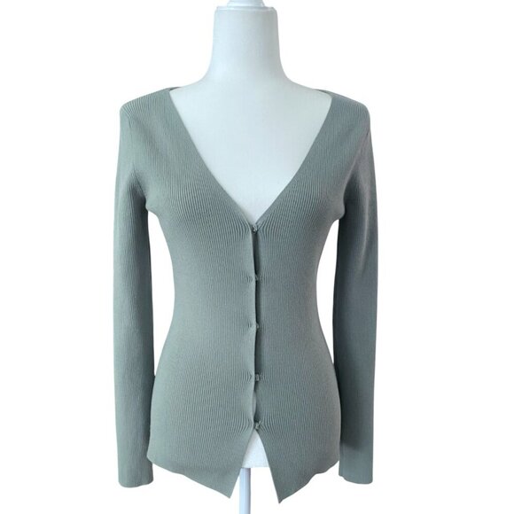 Open Edit Luxe Sculpt Sage Green Cardigan Small - Picture 5 of 8